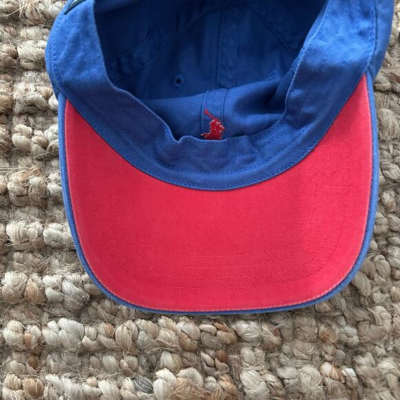 Polo Ralph Lauren Classic Cotton Dad Hat – Blue/Red – Leather Strap – Unisex - Picture 6 of 7